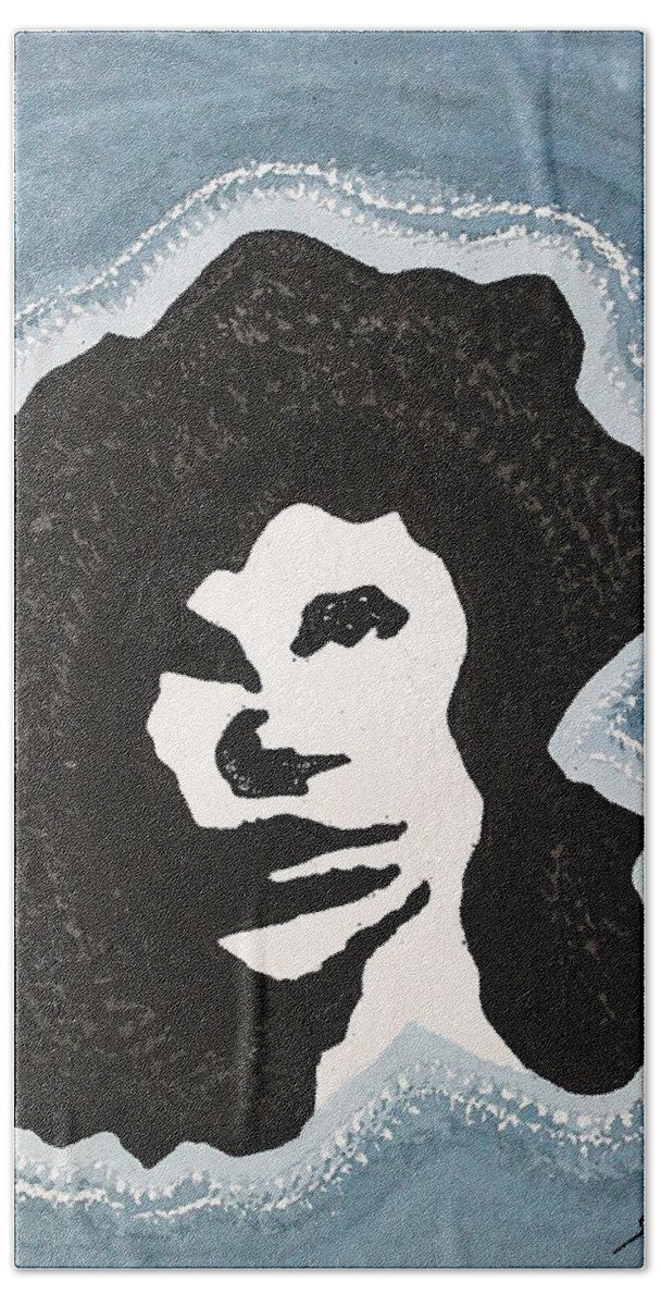 Jim Morrison Hand Towel featuring the painting Lizard King original painting by Sol Luckman