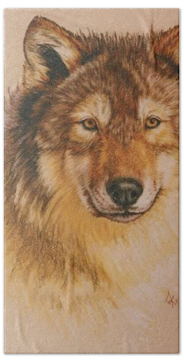 Canine Bath Sheet featuring the drawing Lobo by Barbara Keith