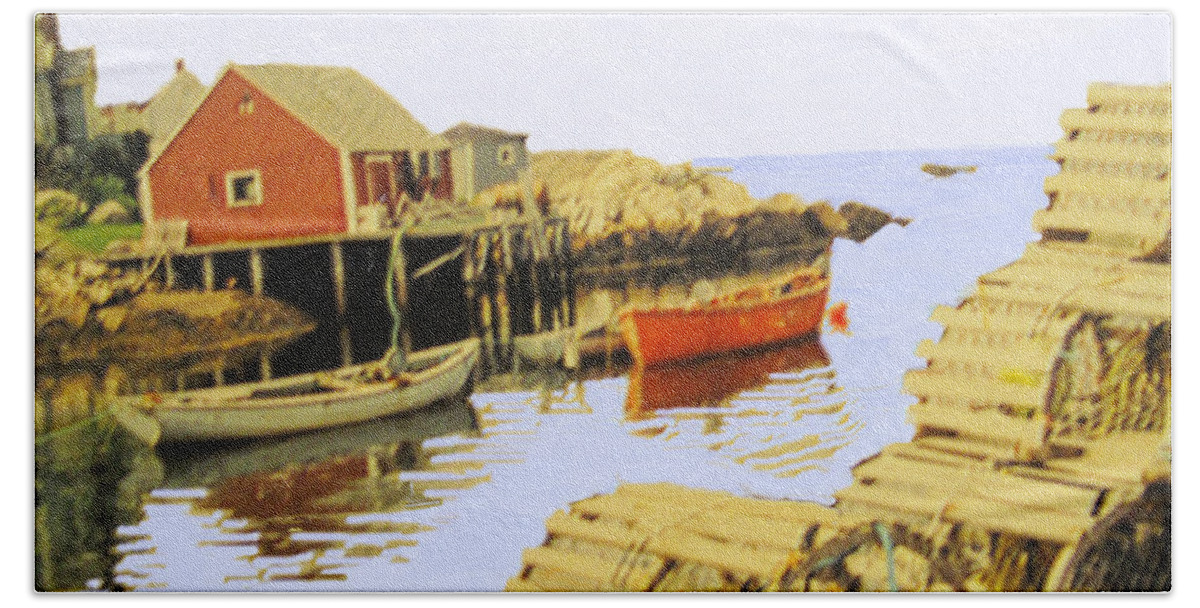 Peggys Cove Bath Towel featuring the photograph Lobster Pots by Ian MacDonald