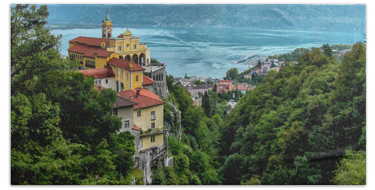 Switzerland Hand Towel featuring the photograph Locarno Overview by Alan Toepfer