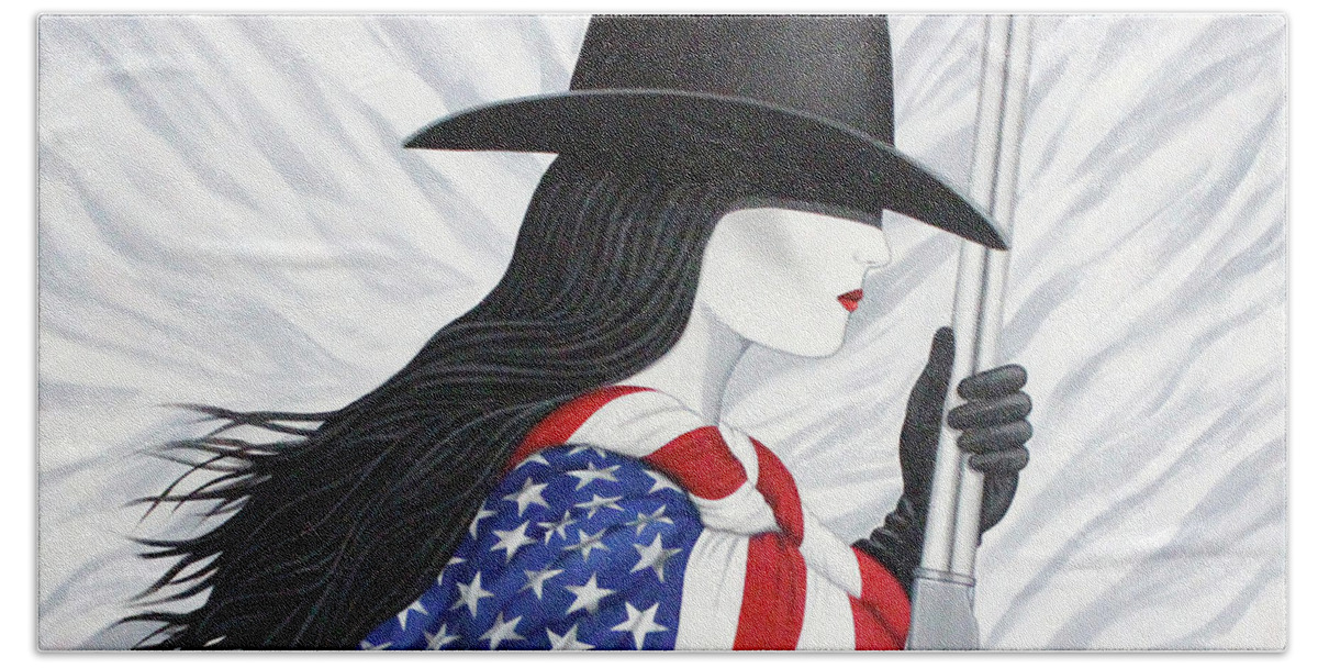 America Hand Towel featuring the painting Locked And Loaded Number Two by Lance Headlee