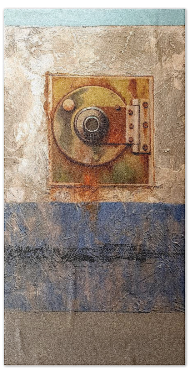  Bath Towel featuring the painting Locked Combination by Jessica Anne Thomas
