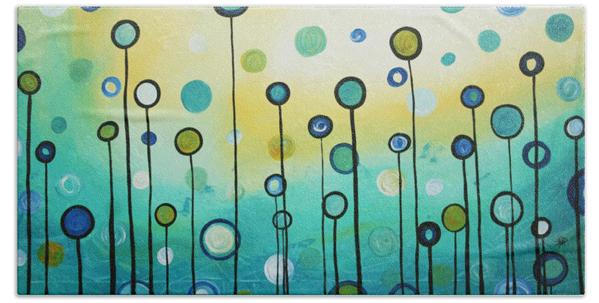 Abstract Bath Towel featuring the painting Lollipop Field by MADART by Megan Aroon
