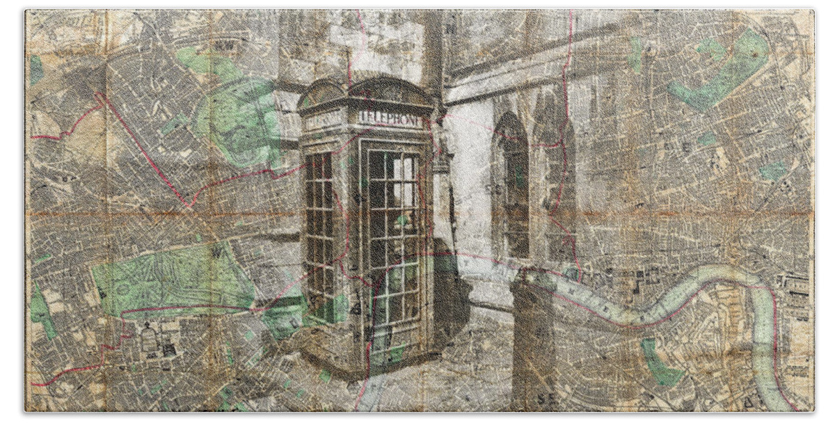 London Telephone Bath Towel featuring the photograph London Called by Sharon Popek