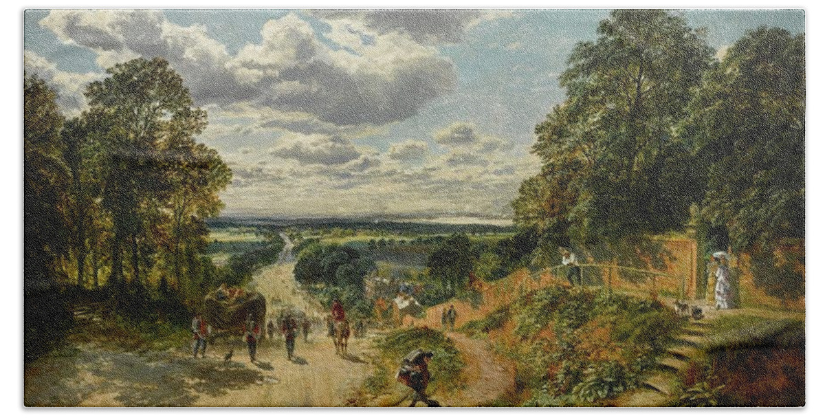 Samuel Bough Bath Towel featuring the painting London From Shooters Hill by Samuel Bough