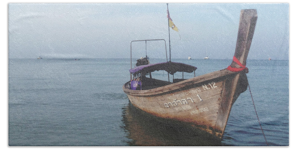 Thailand Photograph Hand Towel featuring the photograph Long Tail Boat Stillness by Ivy Ho