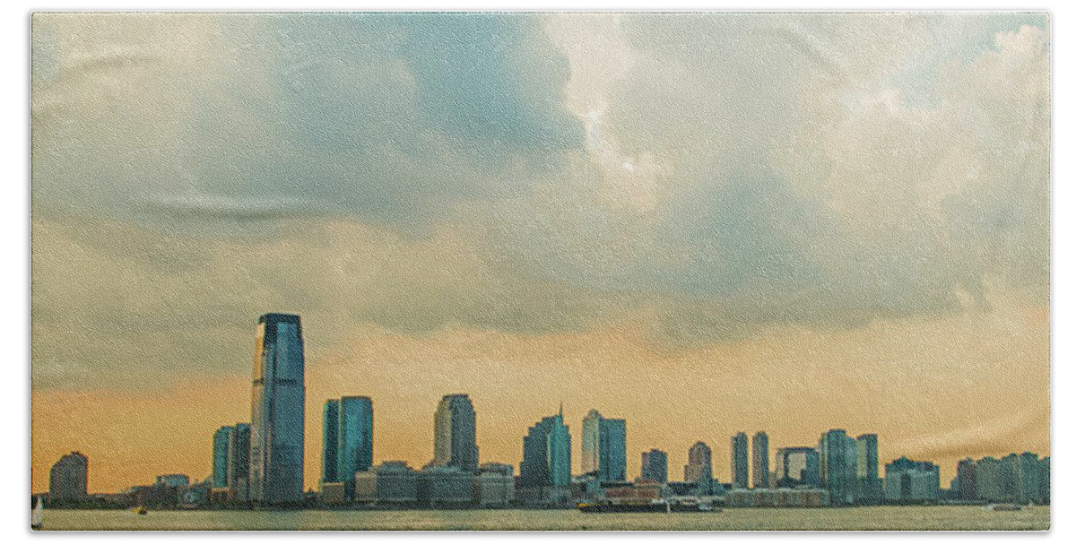 Battery Park City Hand Towel featuring the photograph Looking at New Jersey by Theodore Jones