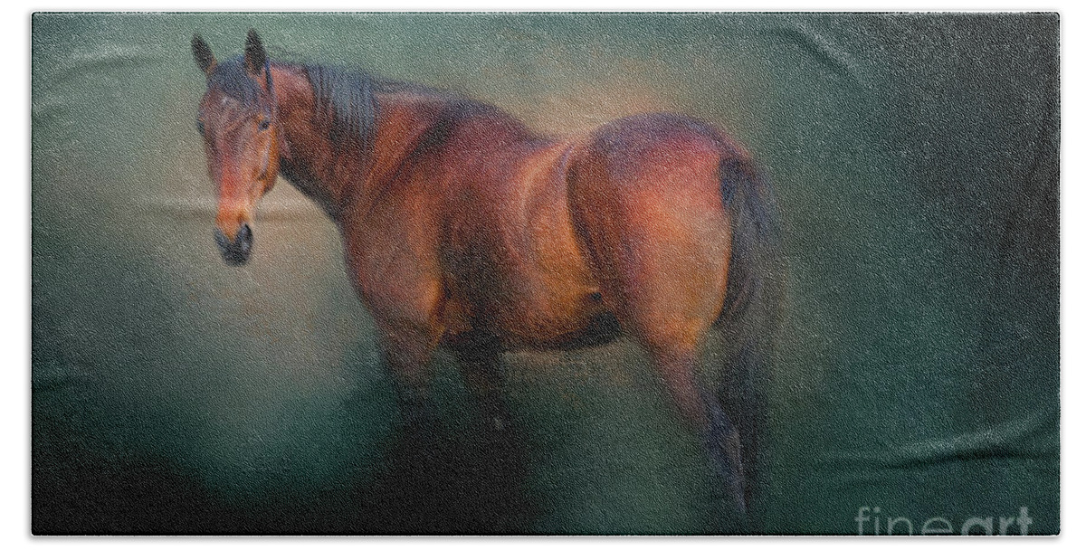 Horse Hand Towel featuring the photograph Looking Back by Michelle Wrighton