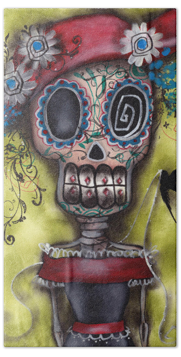 Day Of The Dead Paintings Hand Towel featuring the painting Looking for Love by Abril Andrade