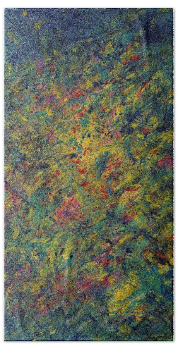 Abstract Expression Bath Towel featuring the painting Looking into the Soul by Angela Bushman