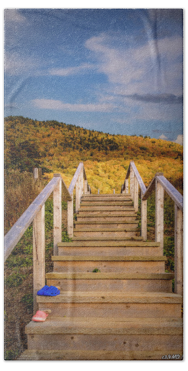 Cabot Trail Bath Towel featuring the photograph Lost Shoes on the Stairs to the Sky by Ken Morris