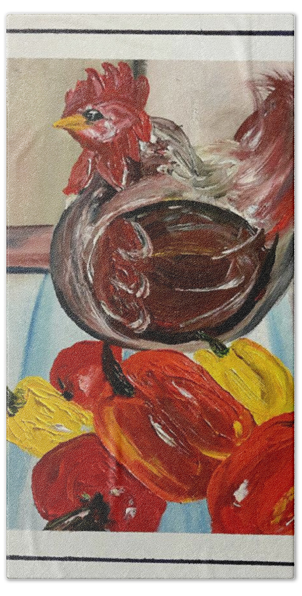 Chicken Bath Towel featuring the painting Lost Soul #24 by Cheryl Nancy Ann Gordon