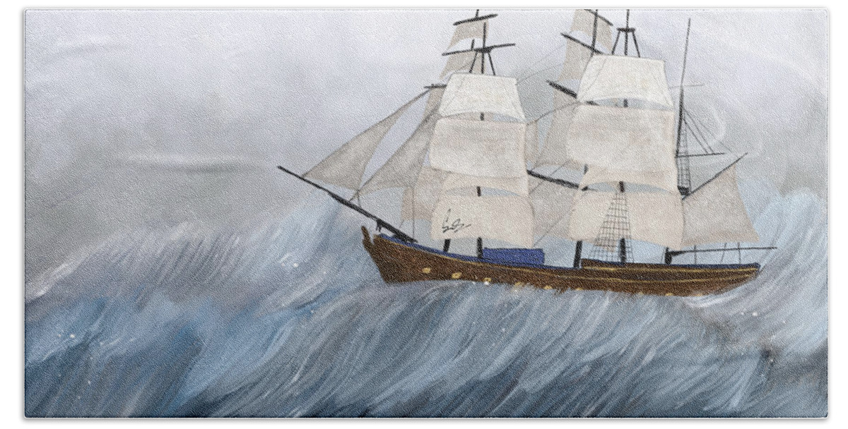 Tall Ships Hand Towel featuring the painting Lost Without You by Bri Buckley