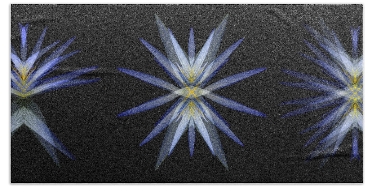Nymphaea Caerulea Hand Towel featuring the photograph Blue Lotus Transitions 4-5-6 by Wayne Sherriff