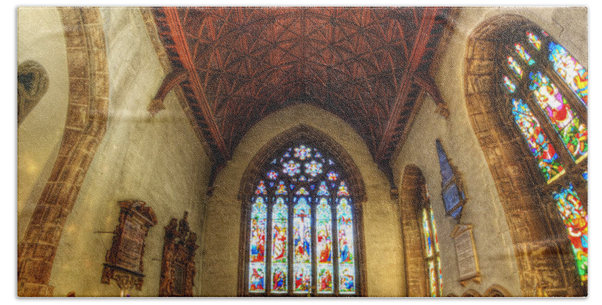 Yhun Suarez Bath Sheet featuring the photograph Loughborough Church - Altar Vertorama by Yhun Suarez