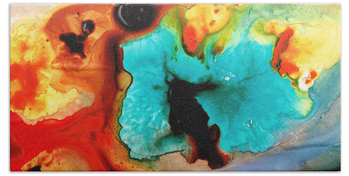 Abstract Art Bath Sheet featuring the painting Love And Approval by Sharon Cummings