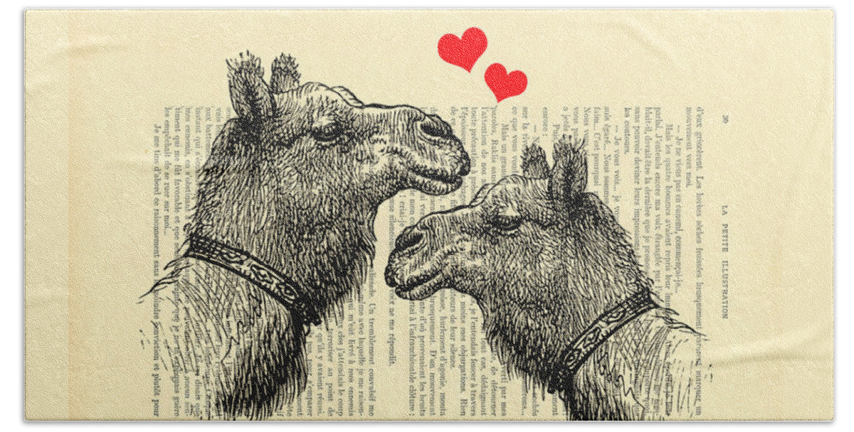 Camel Hand Towel featuring the digital art Love camels by Madame Memento