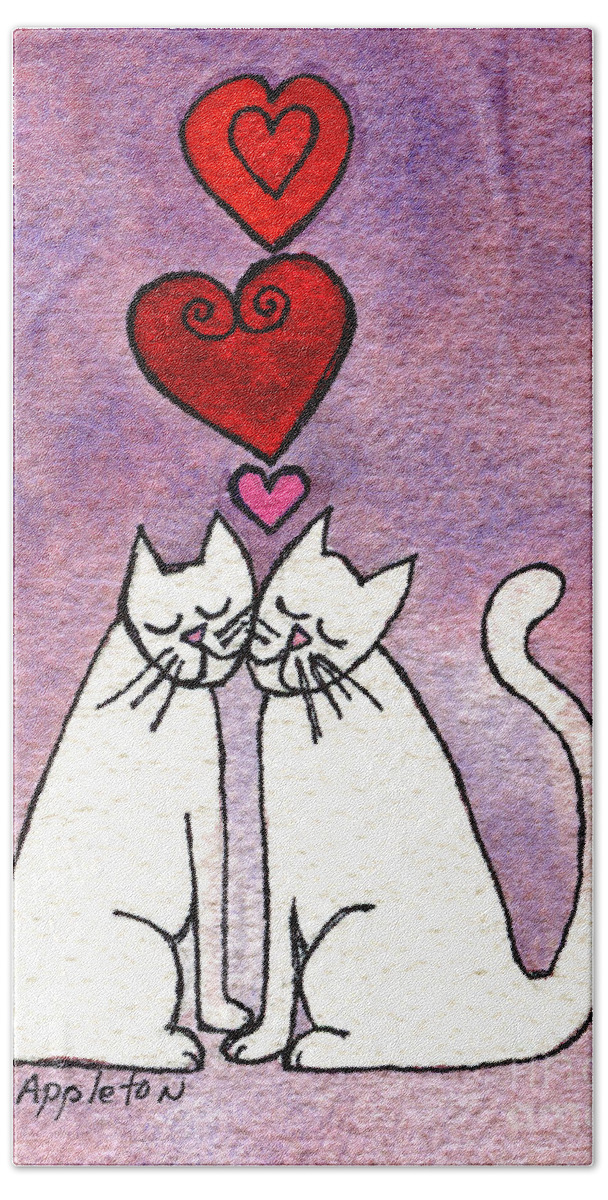Cats Hand Towel featuring the painting Love Cats by Norma Appleton