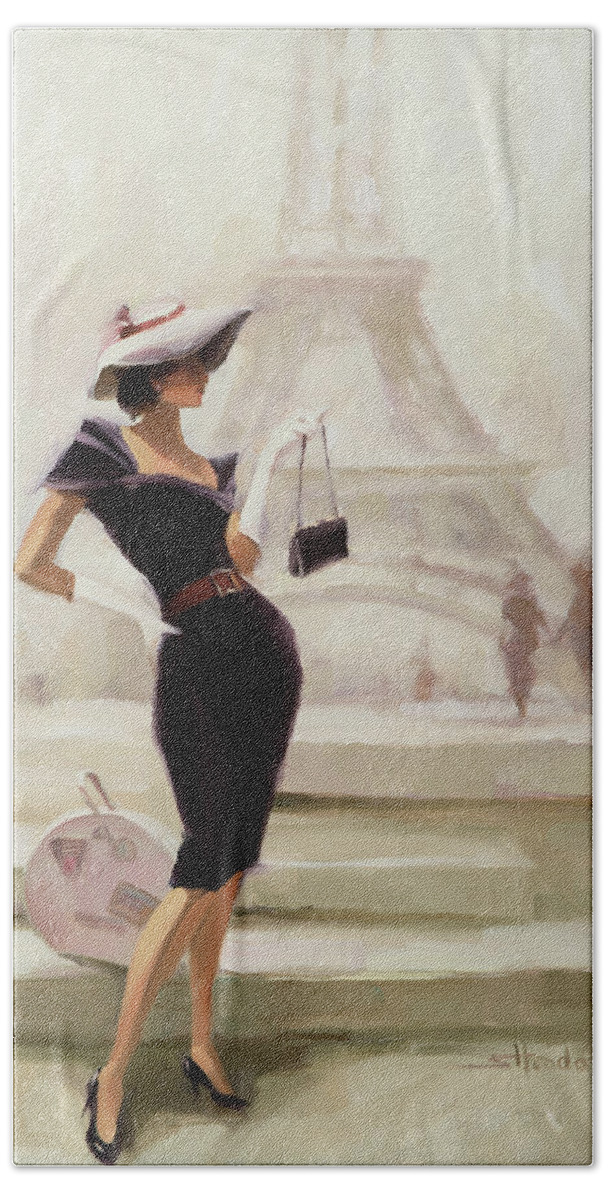 Paris Hand Towel featuring the painting Love, from Paris by Steve Henderson