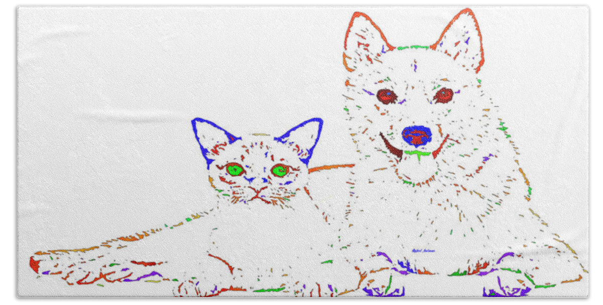 Dog Bath Towel featuring the digital art Love Me. Pet Series by Rafael Salazar
