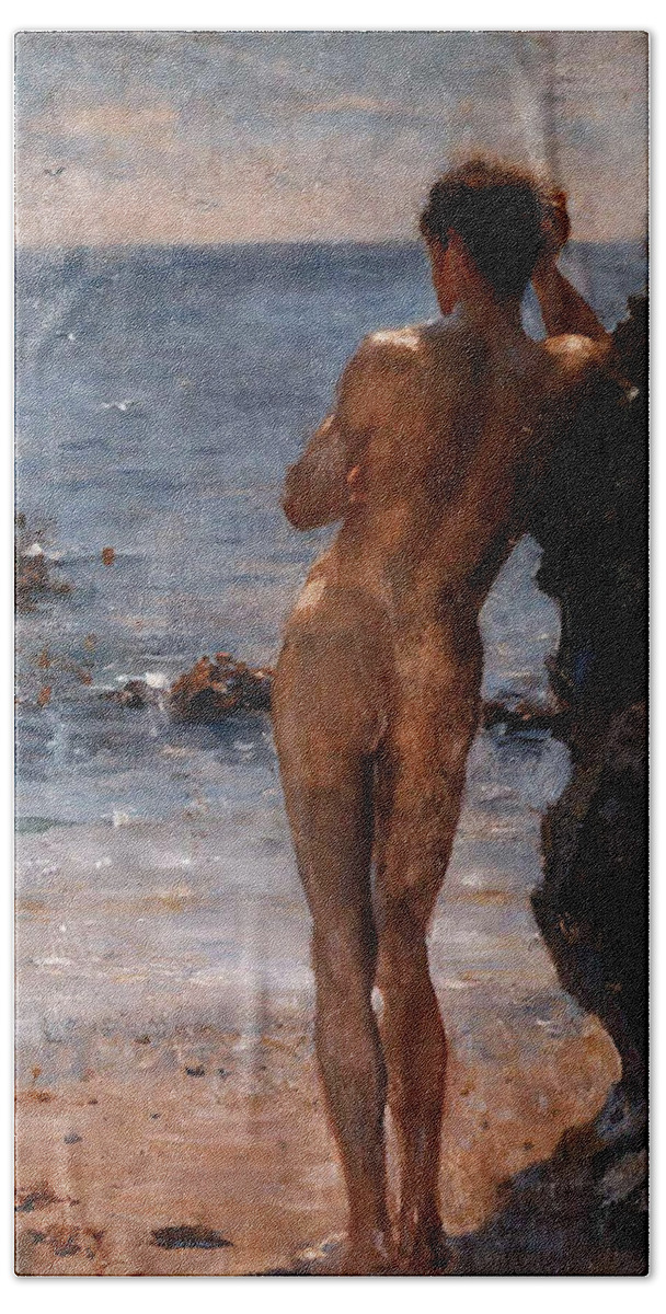Lover Bath Towel featuring the painting Lover of the Sun by Henry Scott Tuke