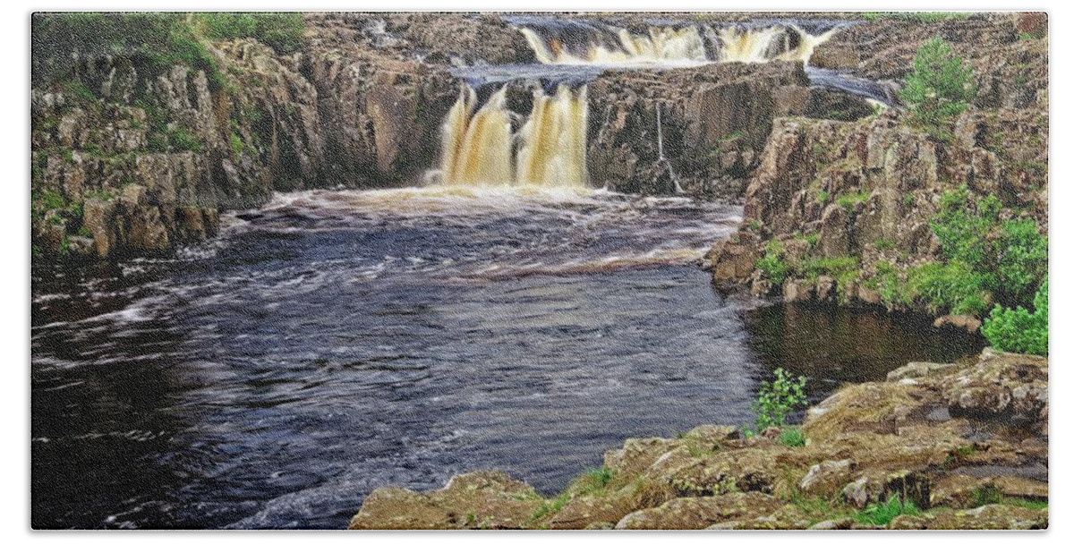 Waterfall Hand Towel featuring the photograph Low Force Waterfall, Teesdale, North Pennines by Martyn Arnold