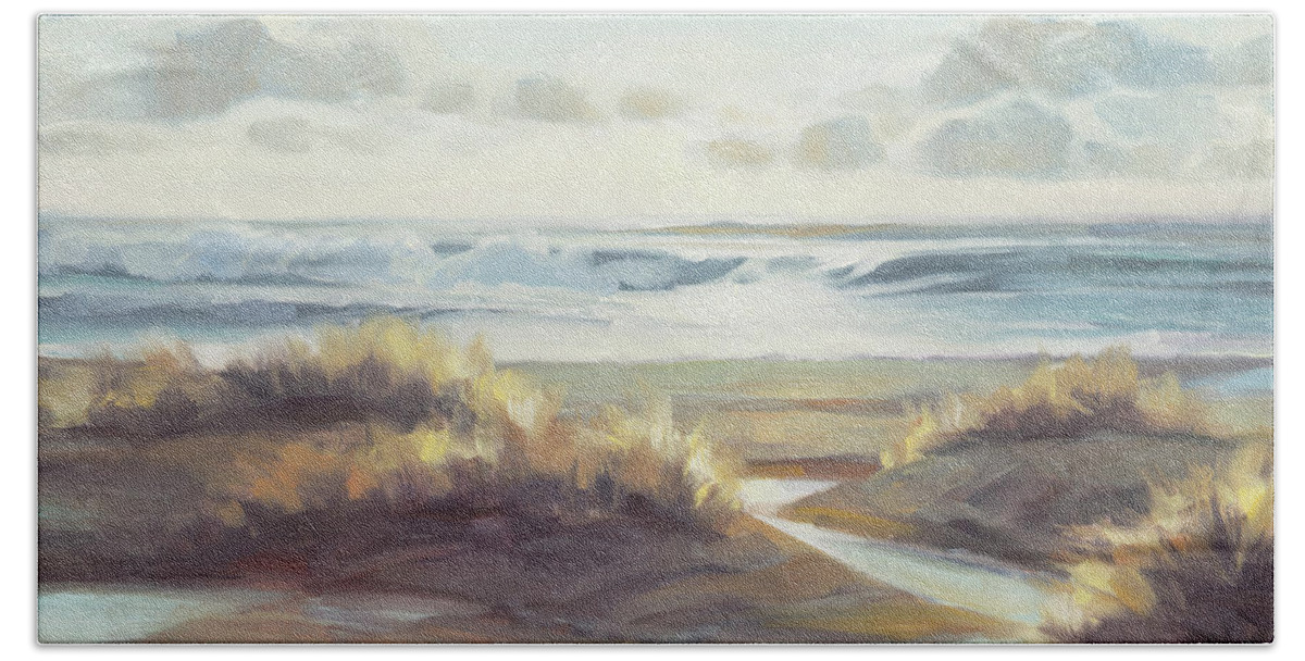 Ocean Hand Towel featuring the painting Low Tide by Steve Henderson