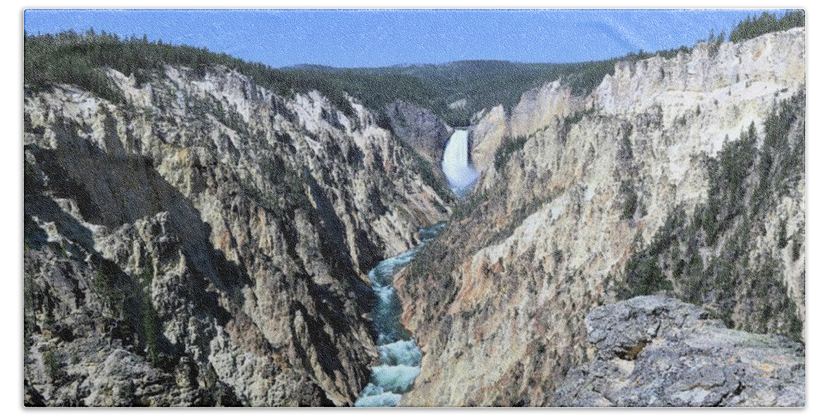 Photosbymch Bath Towel featuring the photograph Lower Falls from Artist Point by M C Hood