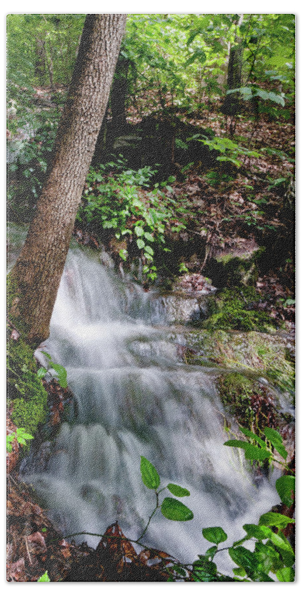 Spring Bath Towel featuring the photograph Lower Massanutten Spring Waterfall 2016 by Lara Ellis