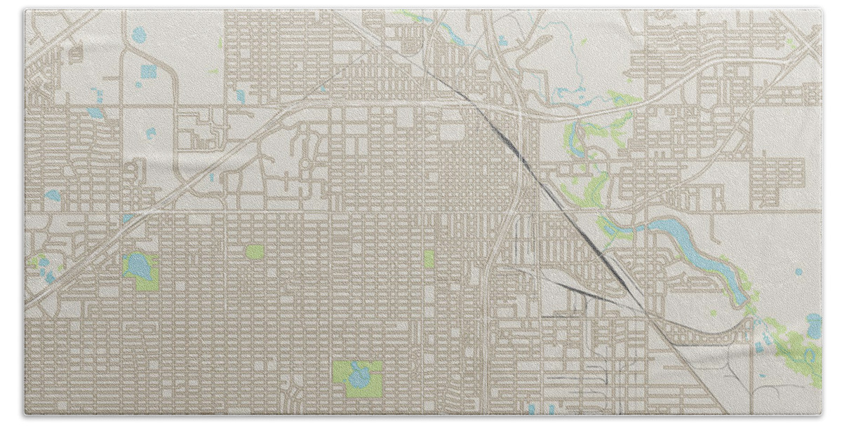 Lubbock Hand Towel featuring the digital art Lubbock Texas US City Street Map by Frank Ramspott