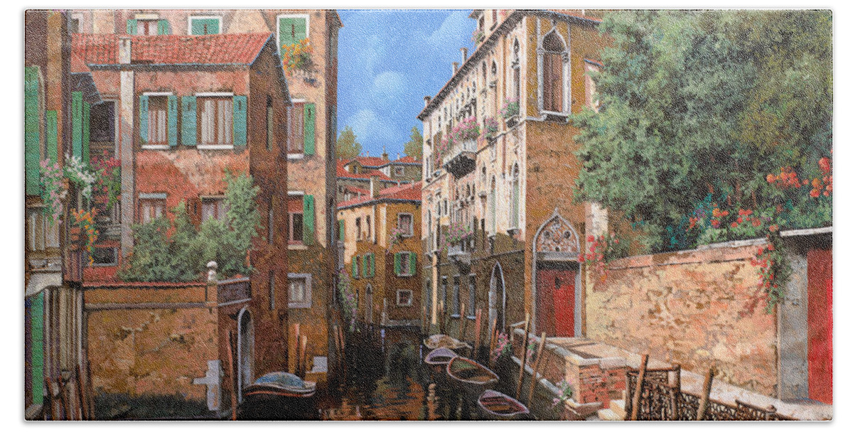 Venice Bath Towel featuring the painting Luci Di Venezia by Guido Borelli