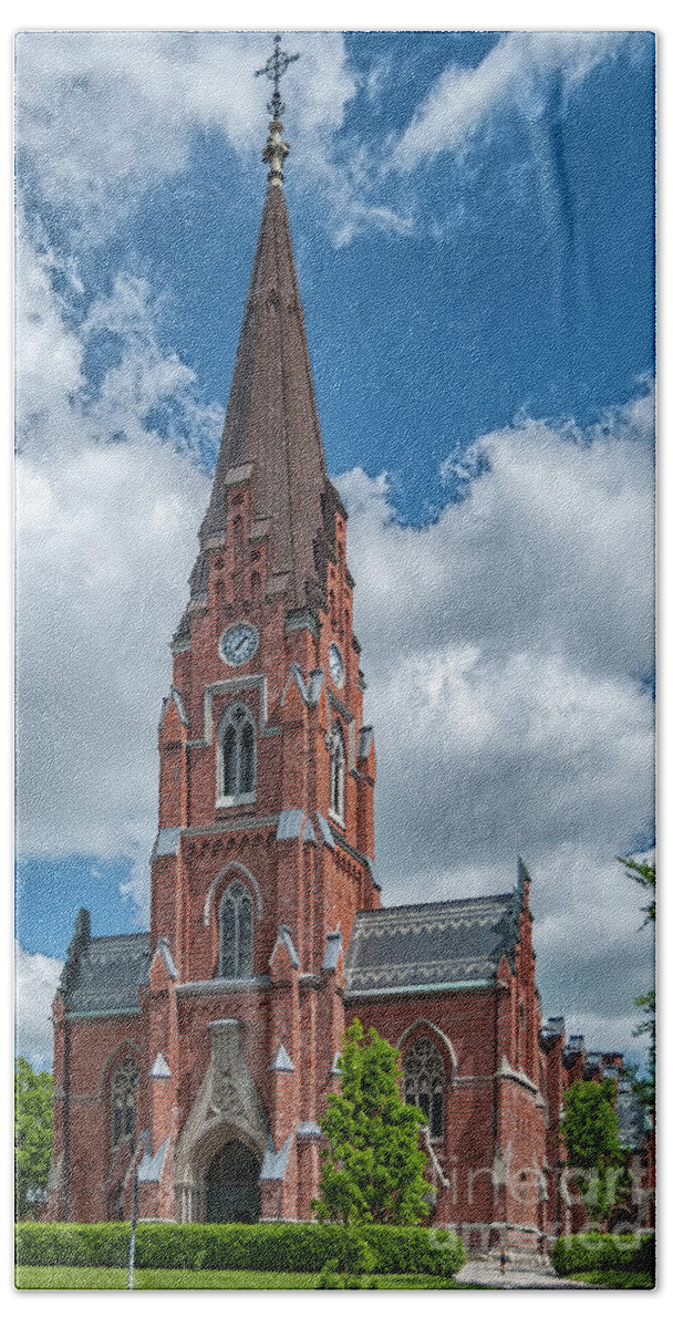 Lund Hand Towel featuring the photograph Lund All Saints Church by Antony McAulay