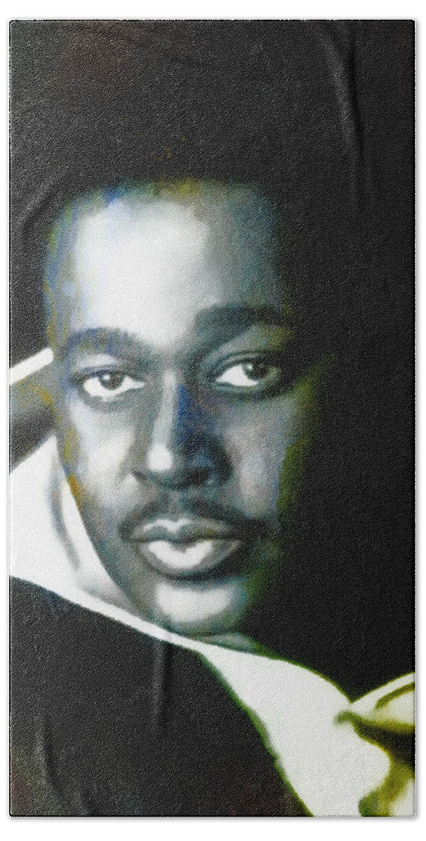 Luther Vandross Bath Towel featuring the painting Luther Vandross - Singer by Ian Gledhill