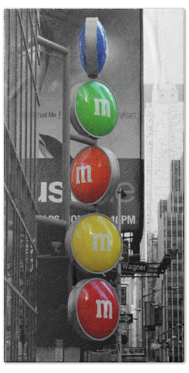 New York City Bath Towel featuring the photograph M and Ms In New York City by Angie Tirado