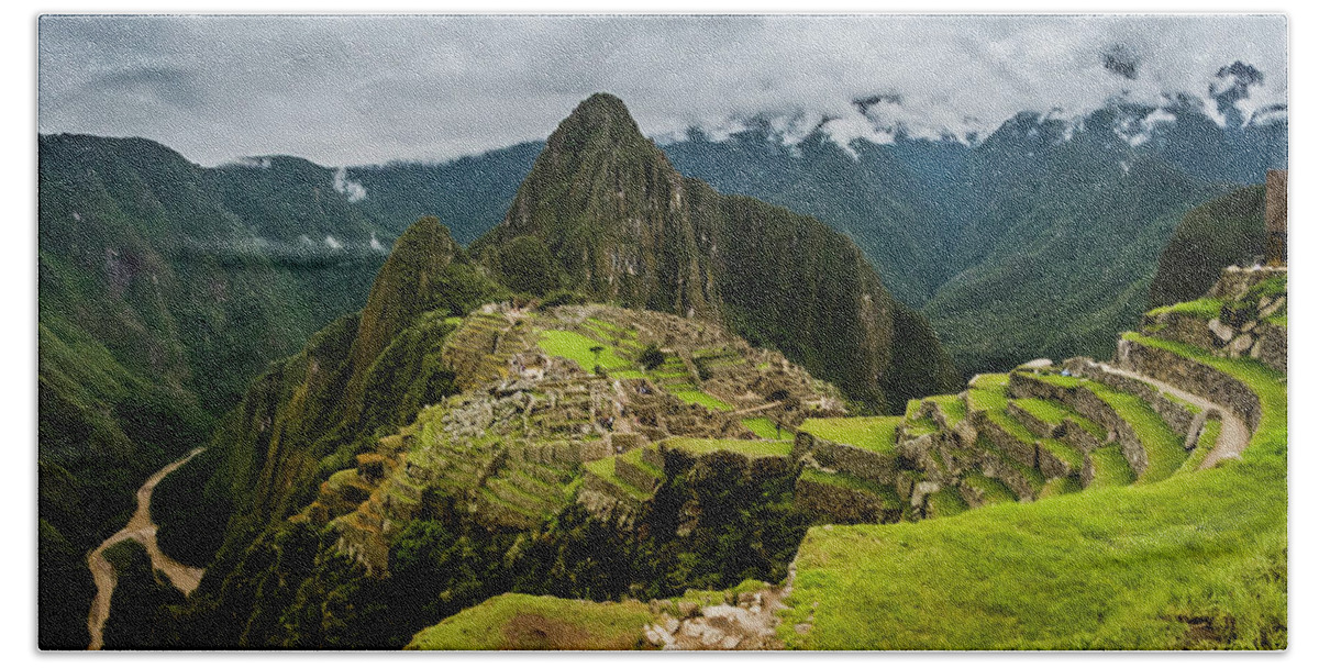 Peru Hand Towel featuring the photograph Machu Picchu #1 by John Roach
