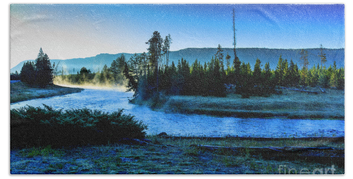 Yellowstone National Park Bath Towel featuring the photograph Madison River Yellowstone at Dawn by Ben Graham