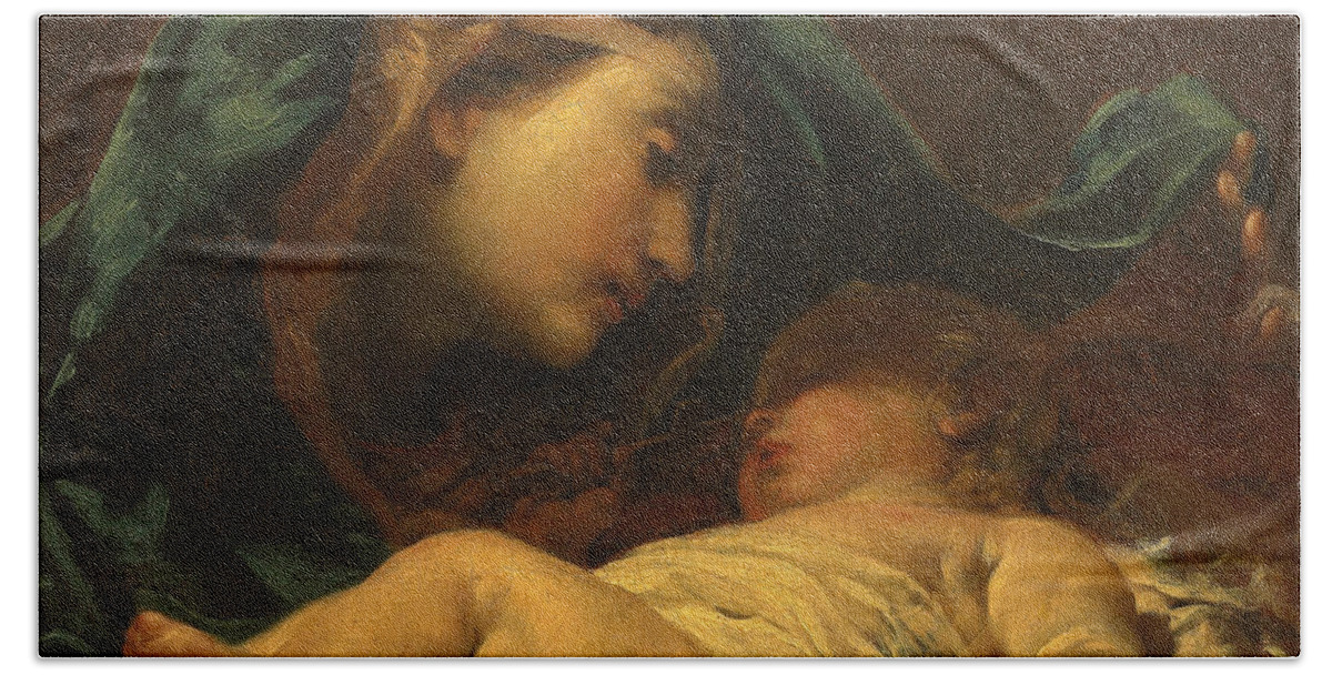 Madonna Hand Towel featuring the painting Madonna and Child by Giuseppe Maria Crespi