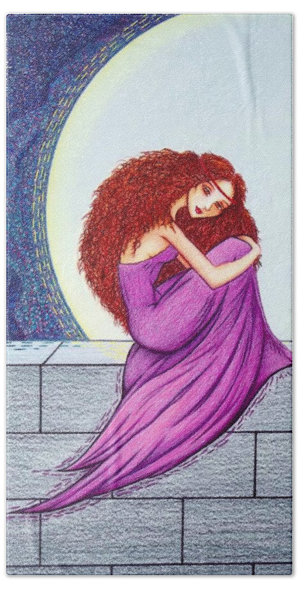 Drawing Hand Towel featuring the drawing Maggie's Lullaby by Danielle R T Haney