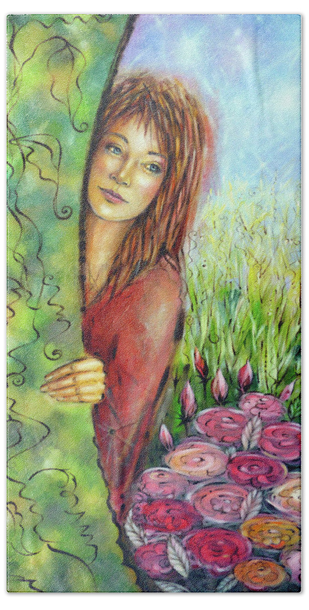 Original Bath Towel featuring the painting Magic Garden 021108 #3 by Selena Boron
