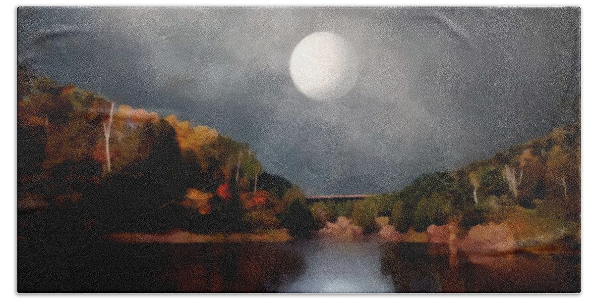 Landscape Hand Towel featuring the painting Magic Moonlight by RC DeWinter