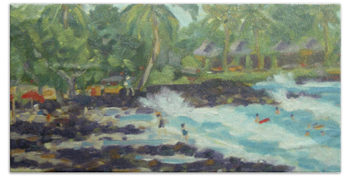 Impressionism Hand Towel featuring the painting Magic Sands Beach by Stan Chraminski