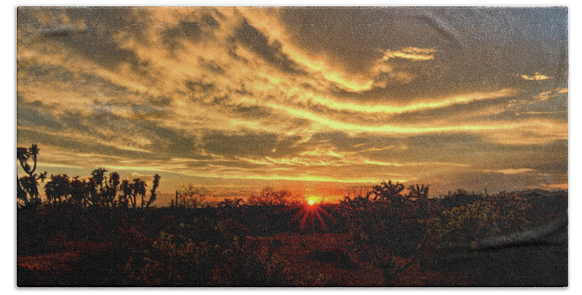 Sunset Bath Towel featuring the photograph Magical Desert Skies at Sunset  by Saija Lehtonen