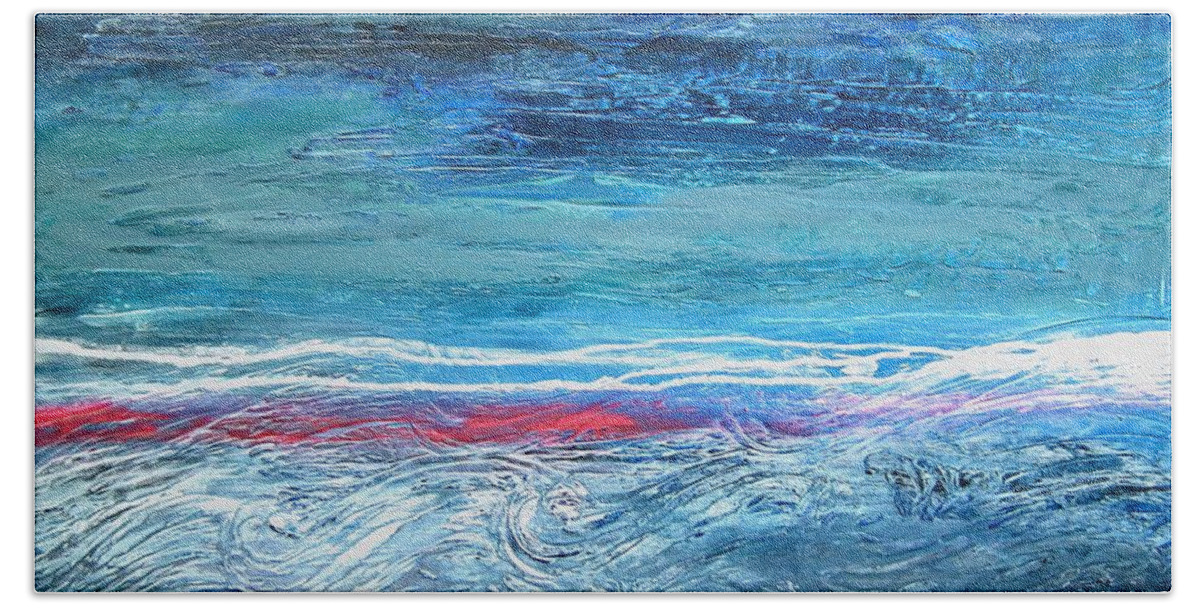 Art Bath Towel featuring the painting Magnificent Morning Abstract Seascape by Kristen Abrahamson