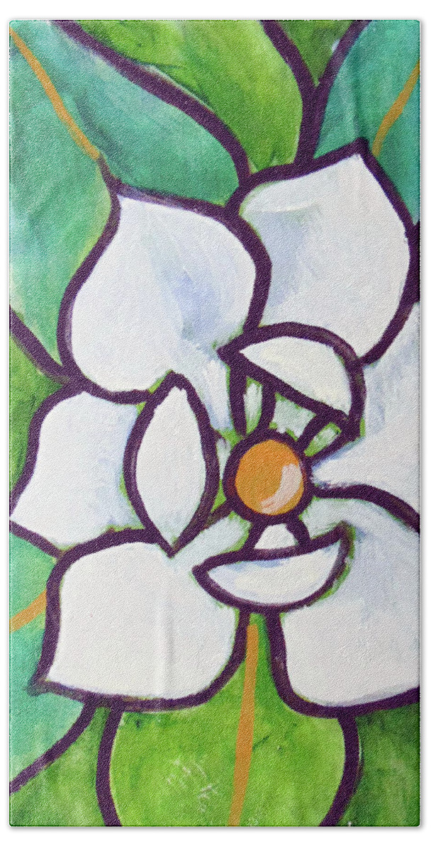  Bath Towel featuring the painting Magnolia 23 by Loretta Nash