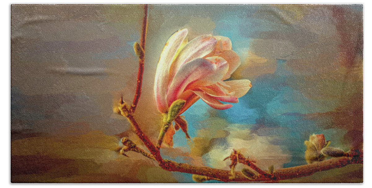 Magnolia Hand Towel featuring the digital art Magnolia abs #h4 by Leif Sohlman
