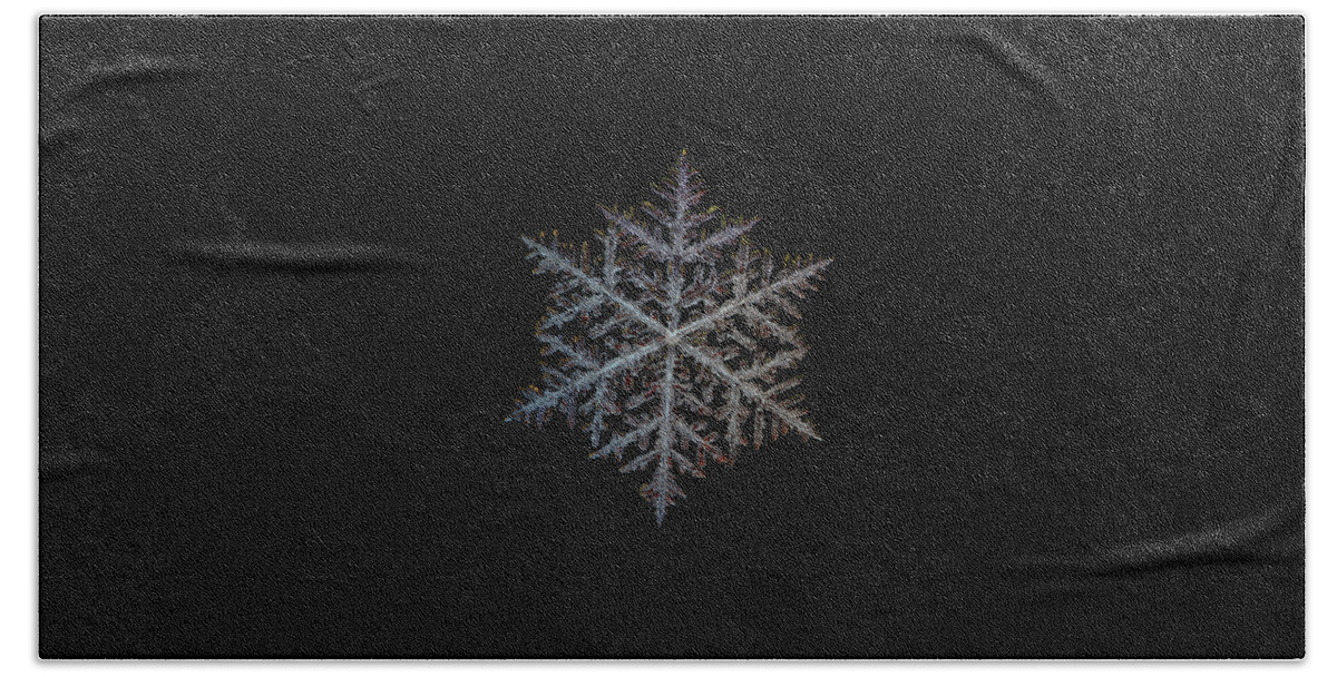 Snowflake Bath Towel featuring the photograph Majestic crystal, black version by Alexey Kljatov