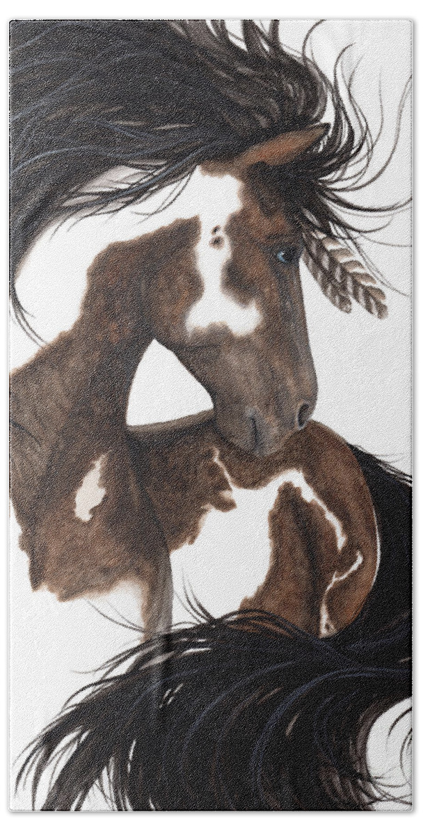 Majestic Horse Hand Towel featuring the painting Majestic Dream Pinto Horse by AmyLyn Bihrle