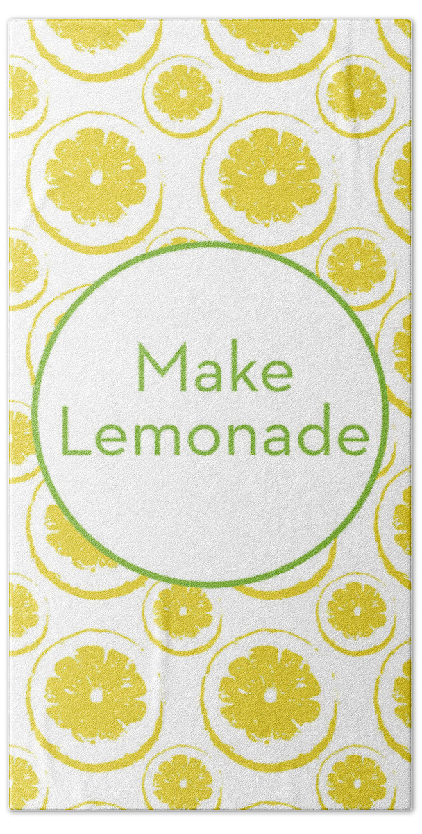 Lemons Bath Sheet featuring the mixed media Make Lemonade 3- Art by Linda Woods by Linda Woods
