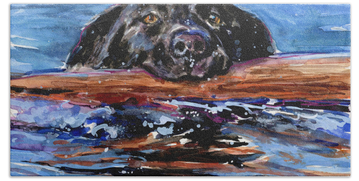 Black Dog Hand Towel featuring the painting Make Wake by Molly Poole