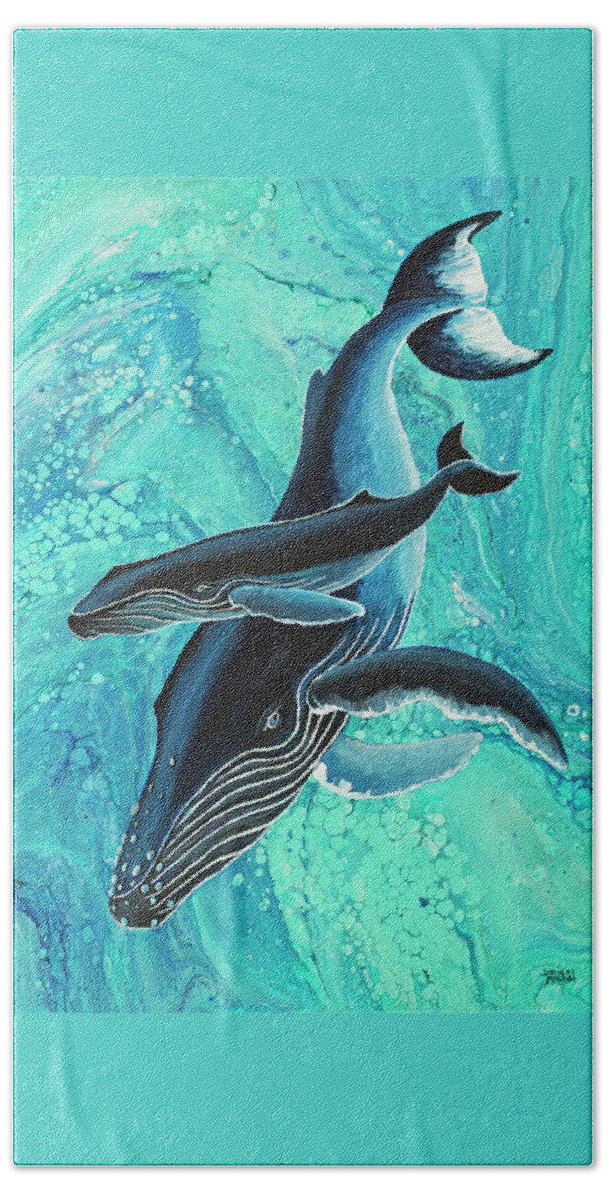 Sea Life Hand Towel featuring the painting Makuwahine Aloha by Darice Machel McGuire